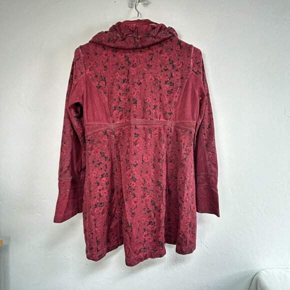 Simclan Womens Burgundy Textured Zip Up Hoodie Jacket Size 40 Outdoor Pockets - Picture 2 of 10
